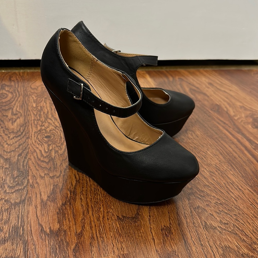 Charlotte Russe Black Wedge Heels size 7